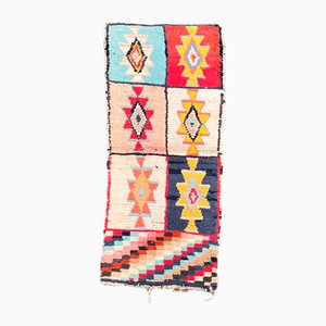 Tappeto Boucherouite colorato fatto a mano in cotone marocchino, anni '80