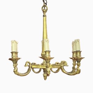 Lámpara de araña de bronce con 6 luces, años 50