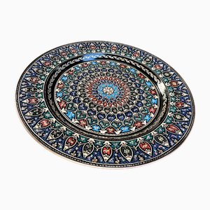 Hand Painted Floral Center Design Copper Tray