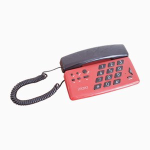 Vintage Black and Red Desk Phone, 1970s