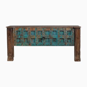Console Vintage Peinte en Bleu et Panneaux, 1950s
