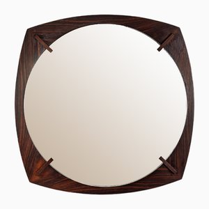 Miroir Rond avec Cadre en Palissandre Courbé vers l'Extérieur, Italie, 1960s