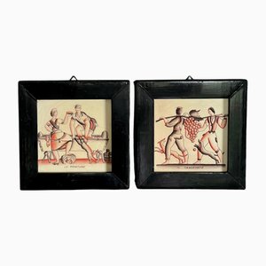 Gerahmte Keramikfliesen von Gio Ponti für Richard Ginori, 1930er, 2er Set