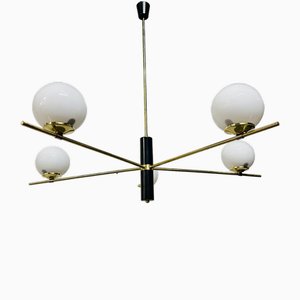 Chandelier with White Opal Spheres, 1960s