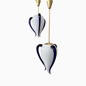 Vintage Venexiana Hanging Lamp from Barovier & Toso, Murano, Set of 2