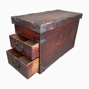 Meiji Wooden Storage Chest Tansu with Drawers, Japan, 1890s