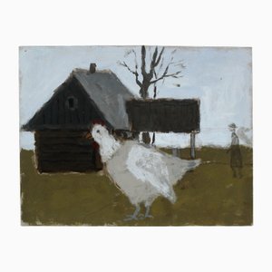 Mikolaj Malesza, Una gallina, Olio su tavola, 2005