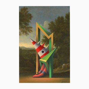 Juris Dimiters, Architectural Motif, 2015, Oil Painting & Digital Print