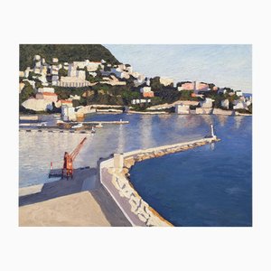 Omar Logang, Gru al porto di Nizza, Olio su tela, XXI secolo