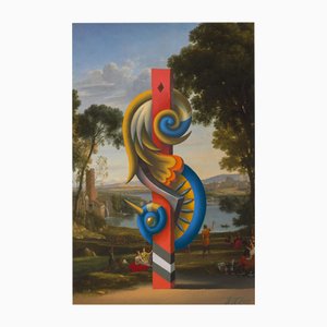 Juris Dimiters, The Feast of the Pillars of Shame, 2016, Oil Painting & Digital Print