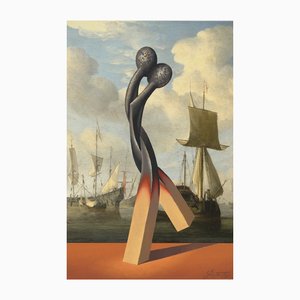 Juris Dimiters, Meeting of Pilgrims, 2016, Oil Painting & Digital Print
