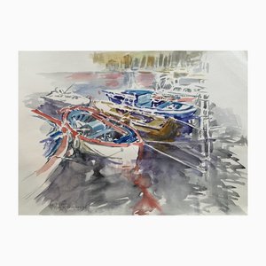 Włodzimierz Karczmarzyk, In the Harbour, 2012, Watercolor
