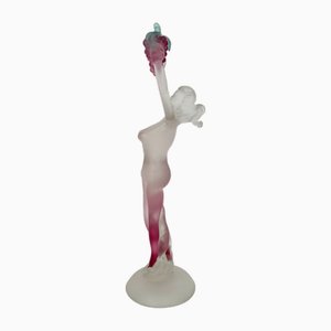 Art Deco Weiblicher Akt mit Trauben aus Satiniertem Muranoglas von Archimede Seguso für Seguso Vetri D'arte, Italien, 1950er
