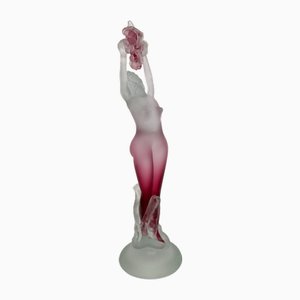 Art Deco Weiblicher Akt mit Trauben aus Satiniertem Muranoglas von Archimede Seguso für Seguso Vetri D'arte, Italien, 1950er