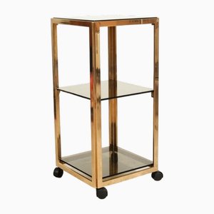 Vintage Trolley in Metal and Smoked Glass, 1970s