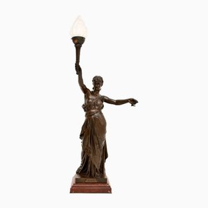 Antique French Bronze Lamp by Jean-Jules Cambos, 1880
