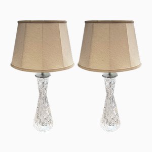 Tischlampen aus Klarglas von Orrefors, 1960er, 2er Set