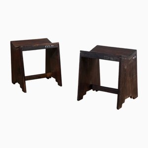 Sewing Stool by Pierre Jeanneret, 1955, Set of 2