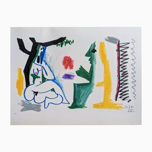Pablo Picasso, El artista con sus modelos desnudos, Fotolitografía original VI, 1962