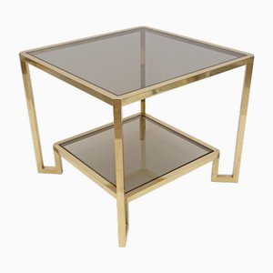 Square Brass Coffee Table ny Guy Lefevre for Maison Jansen, France, 1970s