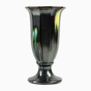 Glasierte Art Deco Keramikvase von Thulin, 1930er
