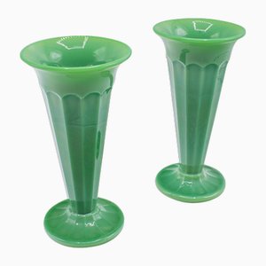 Vintage English Trumpet Vases, 1930s, Set of 2