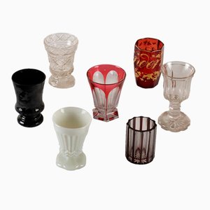 Antique Glasses in Coloured Glass, Set of 7