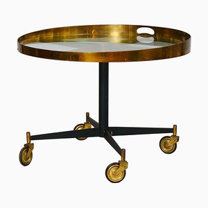 Circular Brass and Glass Table in the style of Gio Ponti, Italy, 1950s
