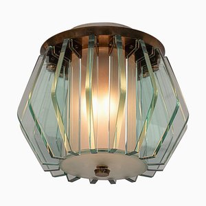 Glass and Brass Flush Mount from Fontana Arte, 1950s