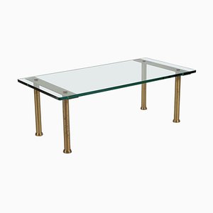 Brass and Glass Coffee Table in the style of Fontana Arte, 1950s