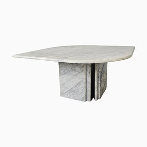 Postmodern Cat-Eye Coffee Table in White Carrara Marble in style of Roche Bobois, 1980s