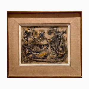 Reginald Weston, Abstrakte Komposition, 1949, Öl auf Karton, gerahmt