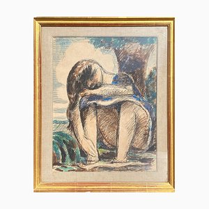 Marcel Gromaire, Die Füße im Wasser, 1925, Aquarell und Tinte
