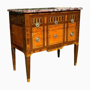 Comò intarsiato Luigi XVI in marmo, XVIII secolo