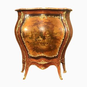 Mueble de soporte estilo Luis XV en marquetería abovedada y bronce