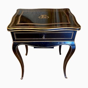 Napoleon III Ebony Worktable / Vanity Table from Diehl, Paris, 19th Century