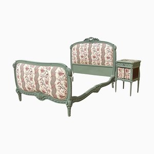 Louis XVI Bed and Nightstand, Set of 2