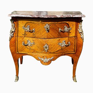 Louis XV Style Marquetry Commode with Bronze by Cheval, 19th Century