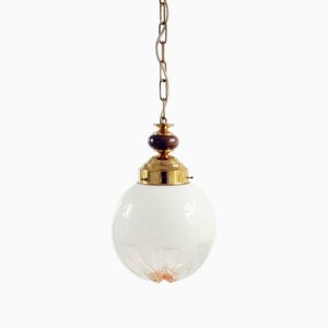 Lámpara de techo era espacial Mid-Century con esfera de cristal de Murano de Mazzega, años 60