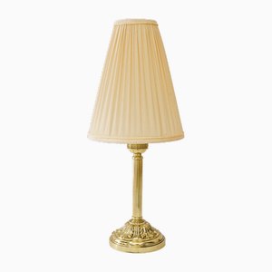 Antique Table Lamp with Fabric Shade, 1890s