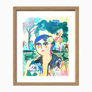Alice de Miramon, Le chien fou, Acrylic on Antique Paper