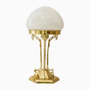 Art Deco Table Lamp with Opal Glass Shade, 1920s