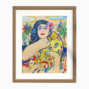 Alice de Miramon, Strange Leopard, Acrilico su carta antica