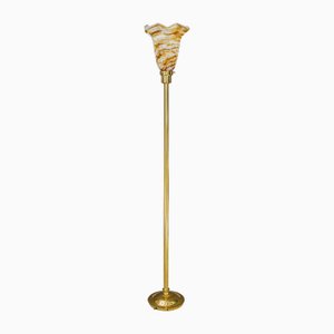 Art Deco Stehlampe mit Glasschirm, 1920er