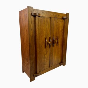 Brutalist Belgian Oak Cupboard, 1960s
