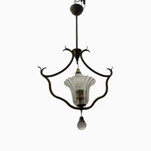 Lámpara colgante de cristal de Murano de Ercole Barovier, años 50