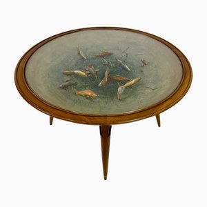 Italian Coffee Table with Model Fish, 1950s