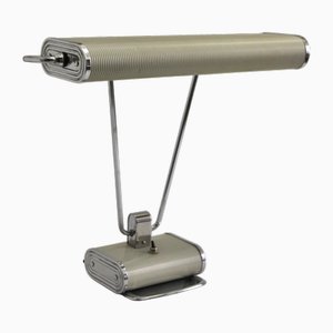 Art Deco French Charcoal Grey & Chrome Table Lamp by Eileen Gray for Jumo, 1940s