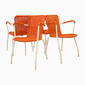 Italian Garden Chairs in Metal and Woven Plastic from Metalmobil, 1960s, Set of 6