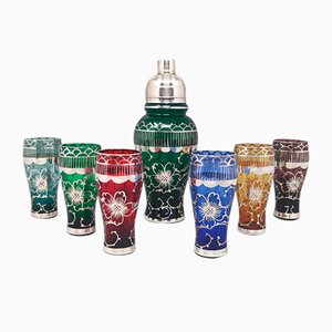 Cocktail Shaker with Glasses, Italy, 1960s, Set of 7